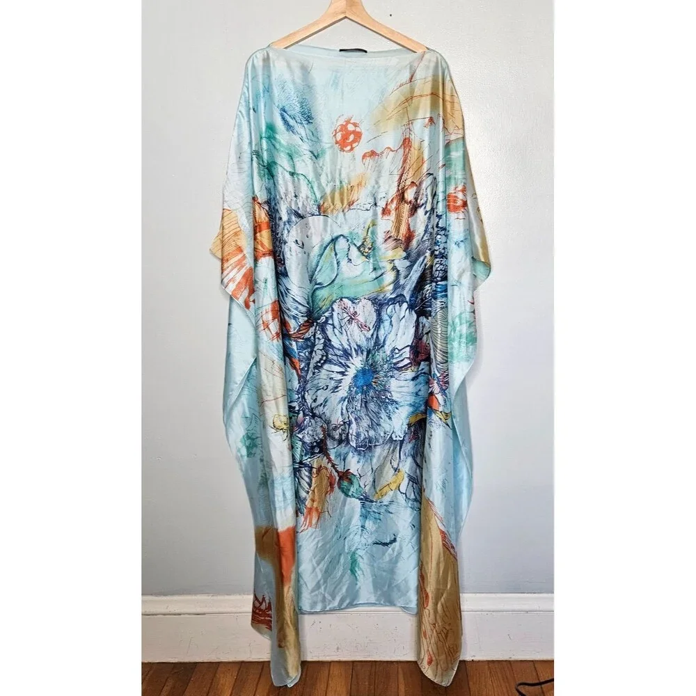 Silky Women's Kaftan Coverup Casual Dress OS Floral Lightweight Breathable Boho